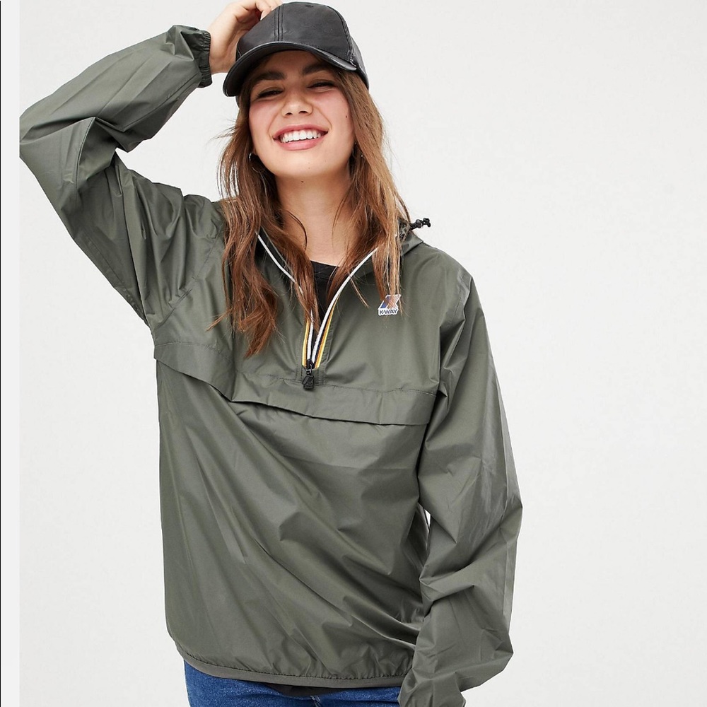 K-way Leon 3.0 pullover waterproof jacket in green